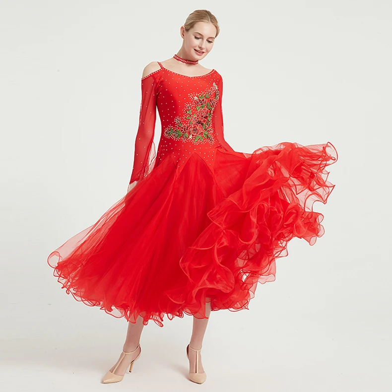 Женское бальное платье с вышивкой розовое блестками для бальных танцев танго