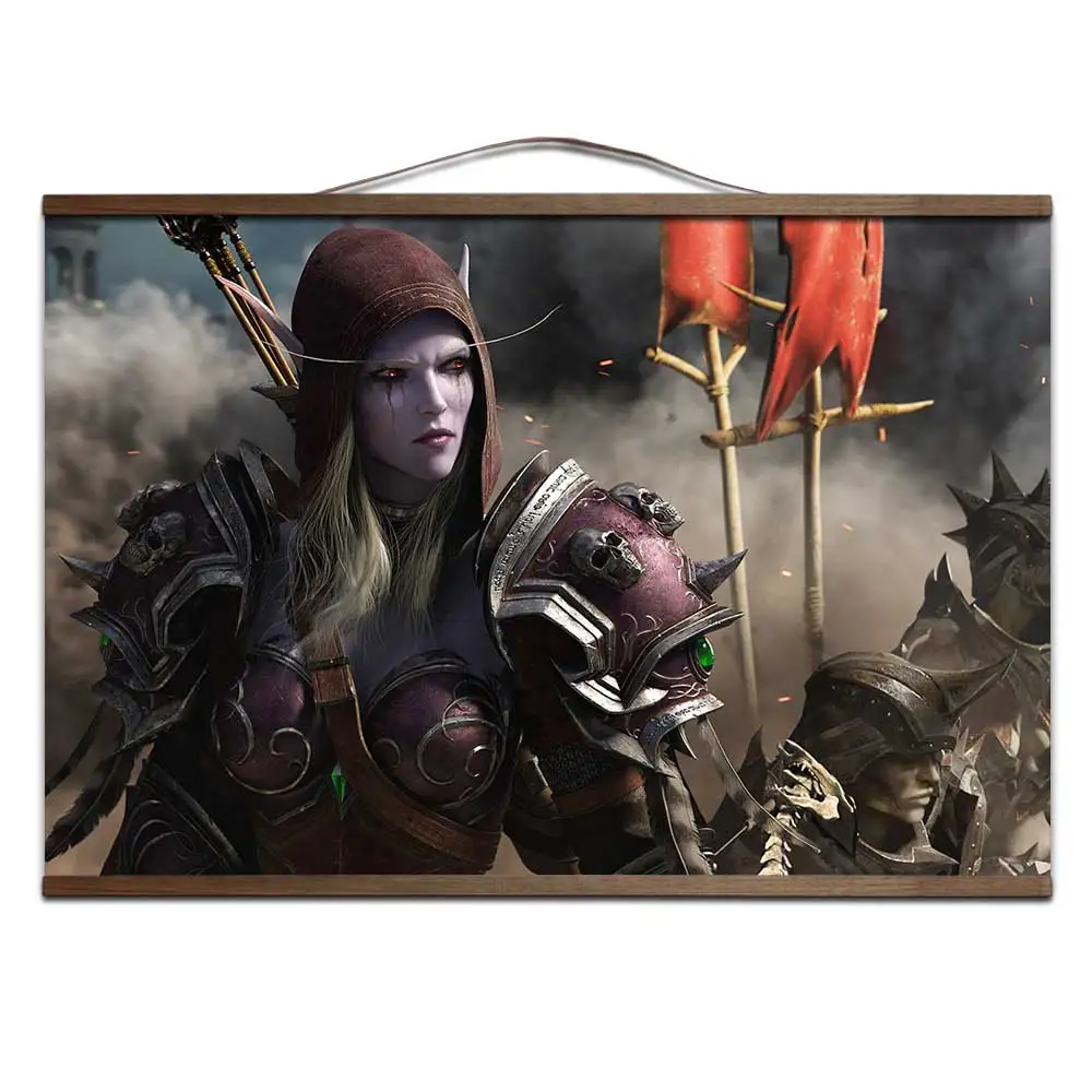 4 World of Warcrafts Битва за Azeroth плакат Sylvanas Anduin Jaina плакат с твердой древесины подвесной прокрутки украшения живопись - Цвет: 4