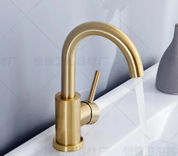 kitchen faucet sale Bathroom Faucet Brushed Gold Bathroom Basin Faucet Cold And Hot Sink Mixer Sink Tap Single Handle Deck Mounted Water Tap pantry cabinet