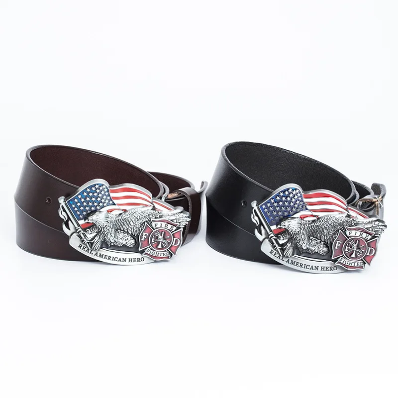 Для мужчин роскошный кожаный ремень пожарной сигнализации символ статуса пряжка