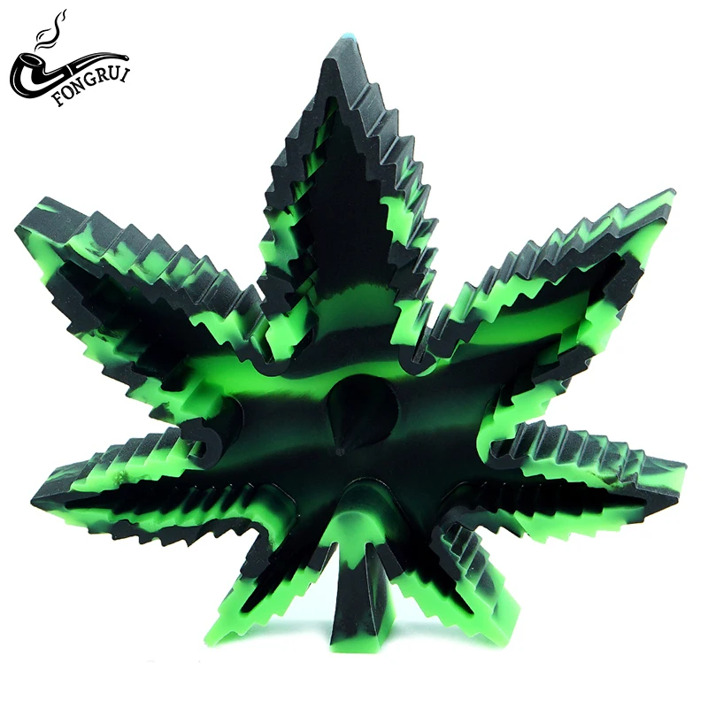 

heat resistant Silicone Leaf Ashtray with Tapping Center Unbreakable Decorative Tray for Cigarette