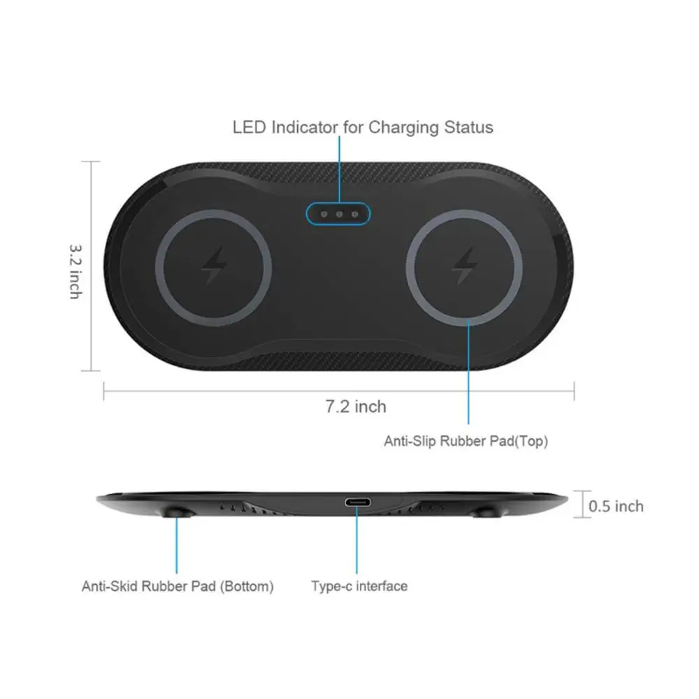 Беспроводное зарядное устройство 20 Вт быстрая зарядка через USB беспроводное Qi
