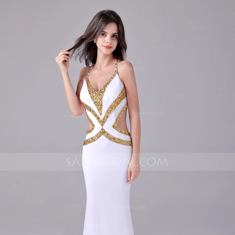 Труба/Русалка v образным вырезом развертки/щетка поезд стрейч атласные вечерние