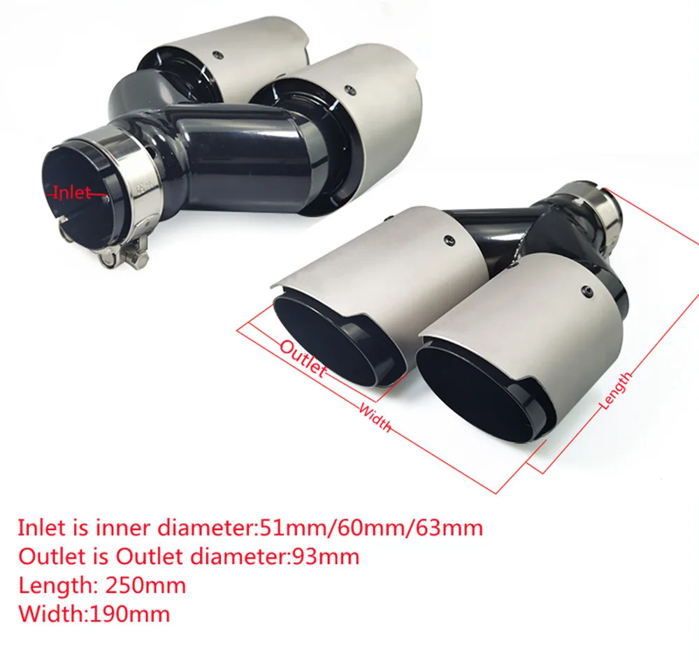 1 шт. двойной глянцевый серебряный наконечник выхлопной трубы Y-образный