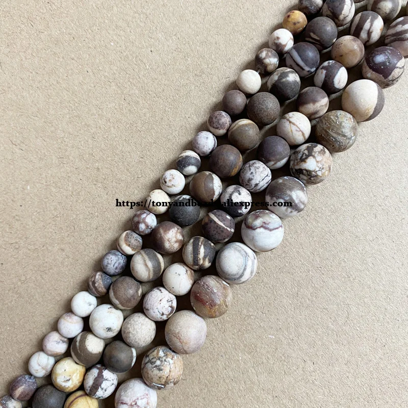 

Natural Stone Matte Australia Zebra Jasper Round Loose Beads 15" Strand 4 6 8 10 12MM Pick Size For Jewelry Making DIY