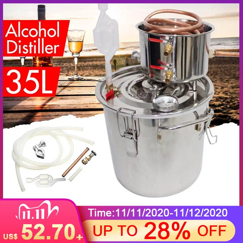 Новый 8GAL 35L дистиллятор Alambic Самогонный спирт из нержавеющей меди DIY домашний