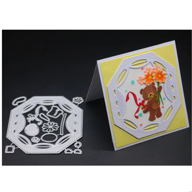 YINISE скрапбукинга металлические режущие штампы для трафареты Медвежонок фон