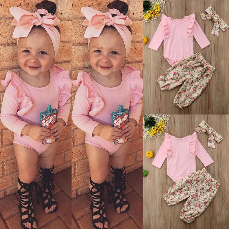 Pudcoco/хлопковая одежда для новорожденных девочек из 3 предметов топ с длинными