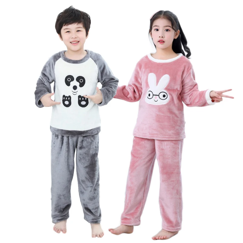 Conjuntos de Roupas para Crianças Dormirwear para Meninas Conjuntos de Pijama Velo Crianças Meninos Noite Wear Inverno Bebê Menino Menina Conjunto
