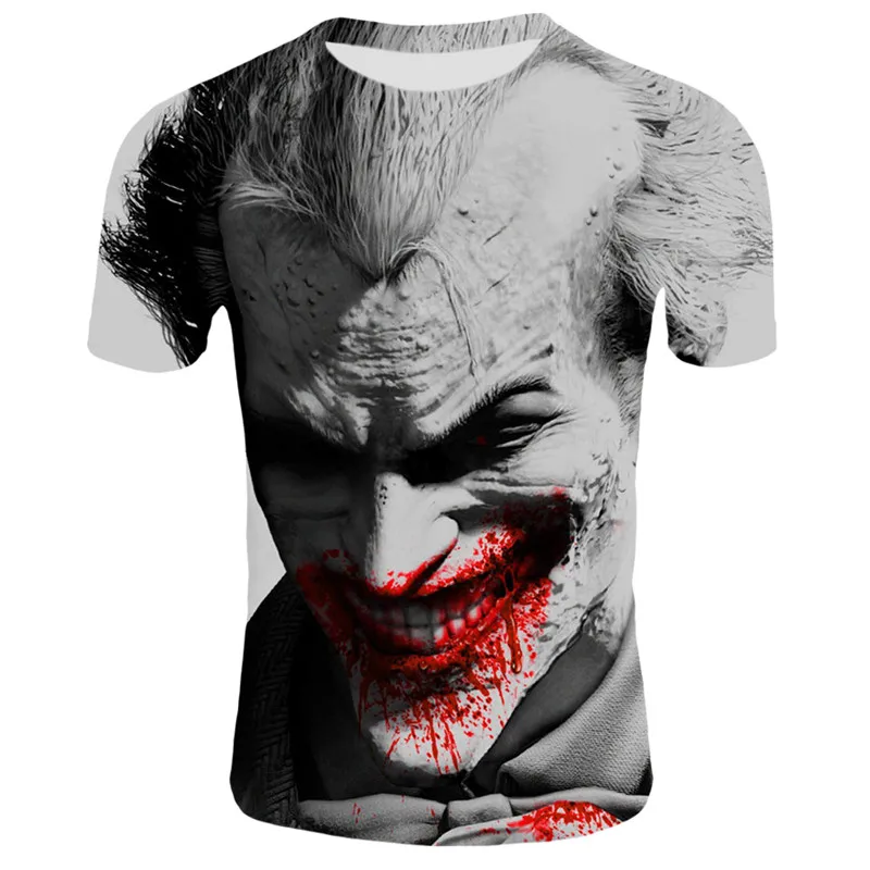 Черная Мужская футболка Joker Horror Movie 3D мужская с рисунком хип-хоп уличная 3d одежда