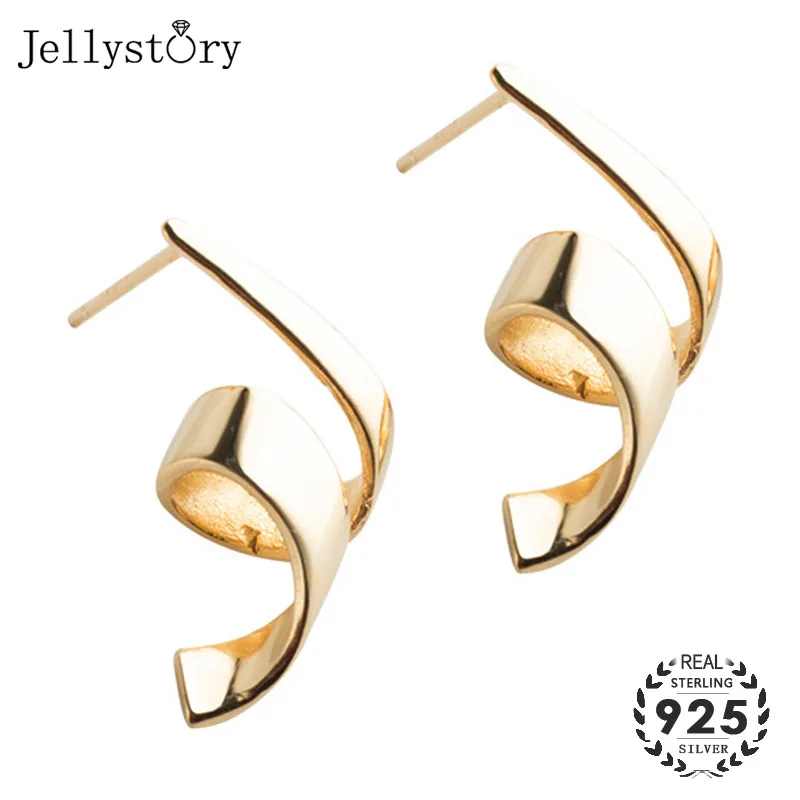 

Jellystory Luxury Drop Earrings 925 Silver Jewelry with Wavy shaped Women Earring Fine Pendientes Wedding Party Gifts gold color