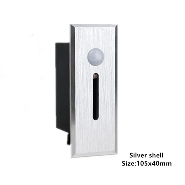 Silver (105x40mm) 3 Вт Встроенный Настенный угловой светильник с PIR датчиком движения прямоугольная светодиодная ступенчатая декоративная лампа для внутреннего/наружного коридора лестничные светильники - Испускаемый цвет: Silver (105x40mm)