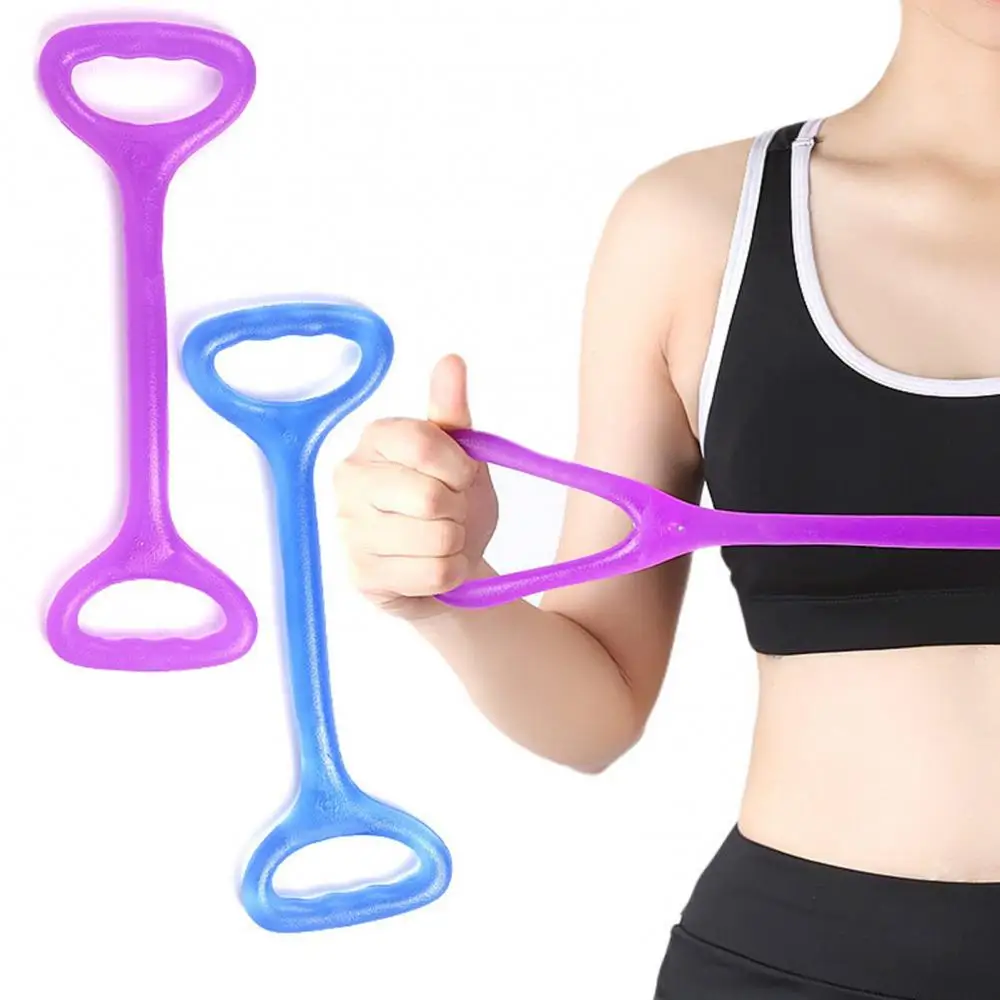Sabuk Yoga Pilates Band 8 Bentuk Resistensi Elastis Tali Tegangan Dada Expander