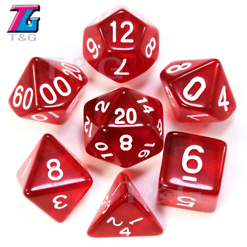 7 шт./компл. T& g многогранник Dados D& D кости с эффект мраморной поверхности, прозрачный D4 D6 D8 D10 D10% D12 D20 игральные кости