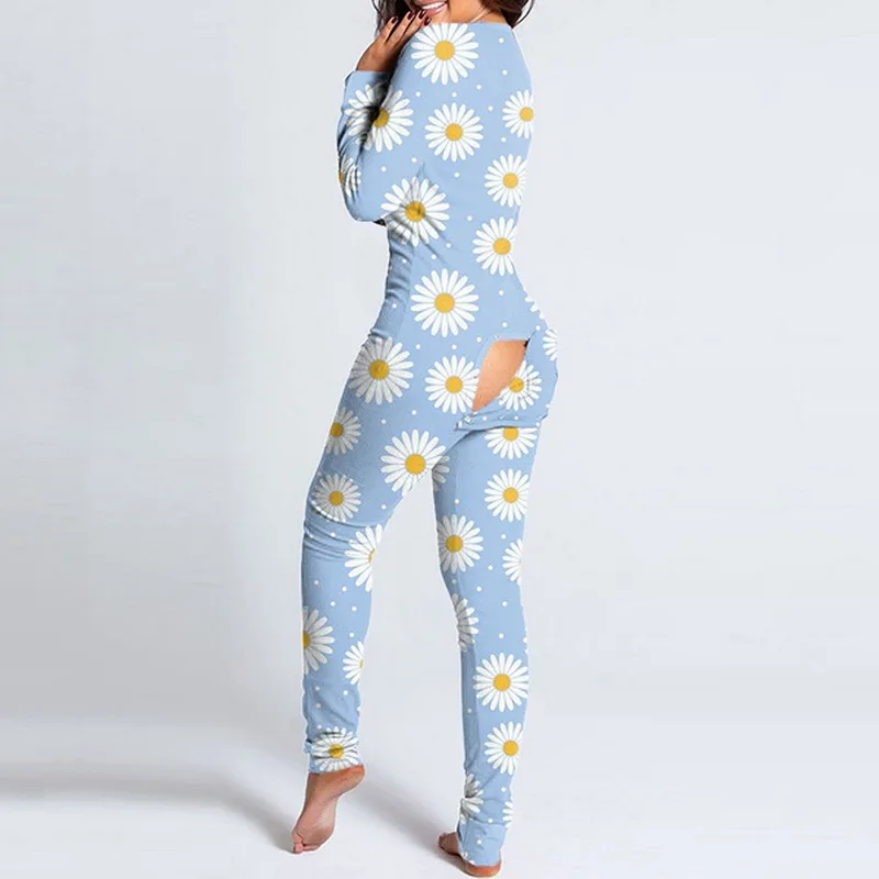 Пижамный комбинезон женский зимний с принтом Флисовая теплая пижама длинным