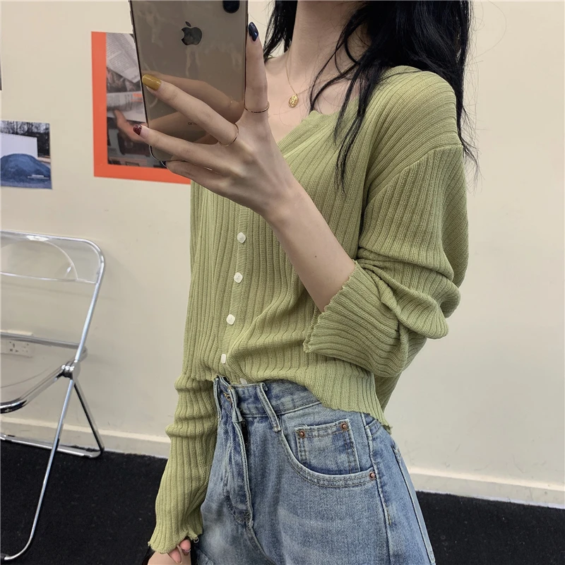 

2021 Early Spring New Women's Clothing Thin Sun Protection Clothing Knitted Cardigan Long Sleeve Top Coat Ins Trendy Spring
