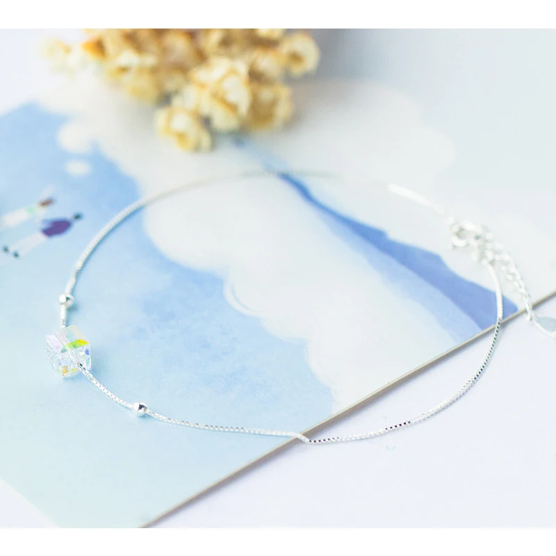 Colusiwei натуральная 925 Стерлинговое серебро Кристалл кубчиеские Серебряный