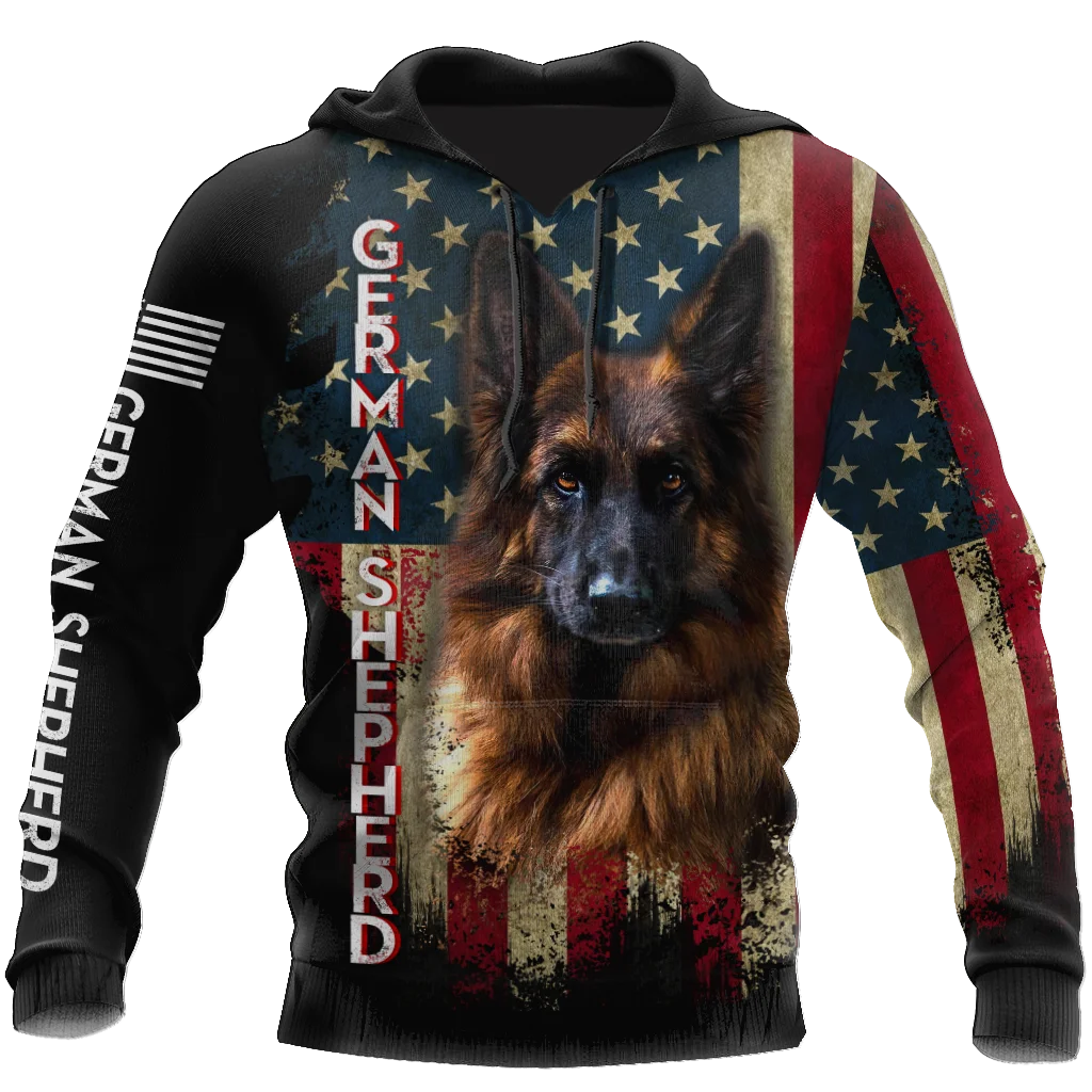 

Men's Hoodie German Shepherd American Flag Casual Autumn Unisex Dropship Zipper Pullover Women's Sweatshirt Love Dogs