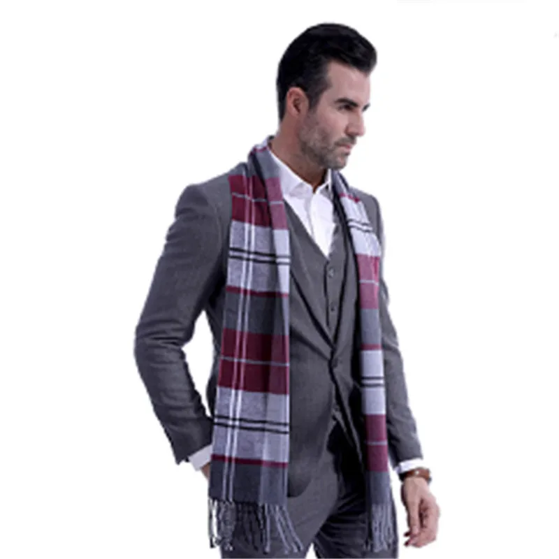 Мужской шотландский мягкий шарф шерстяная клетчатая зимняя теплая шаль длинный |
