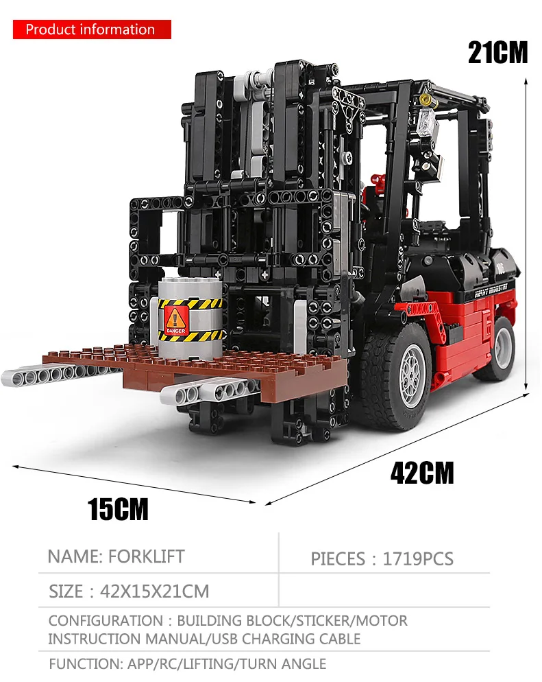 Technic Series Motor Power RC APP Forklift Mk II Car Model Building Kits Blocks Bricks Compatible With MOC 3681