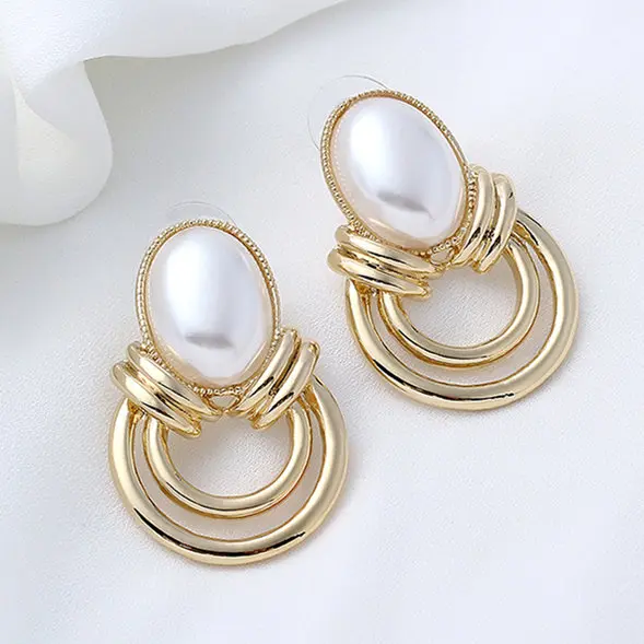 JE745 Gold 24KGP серьги-гвоздики со львом для женщин, винтажные жемчужные серьги, вечерние ювелирные изделия, Прямая поставка - Окраска металла: JE745 Gold