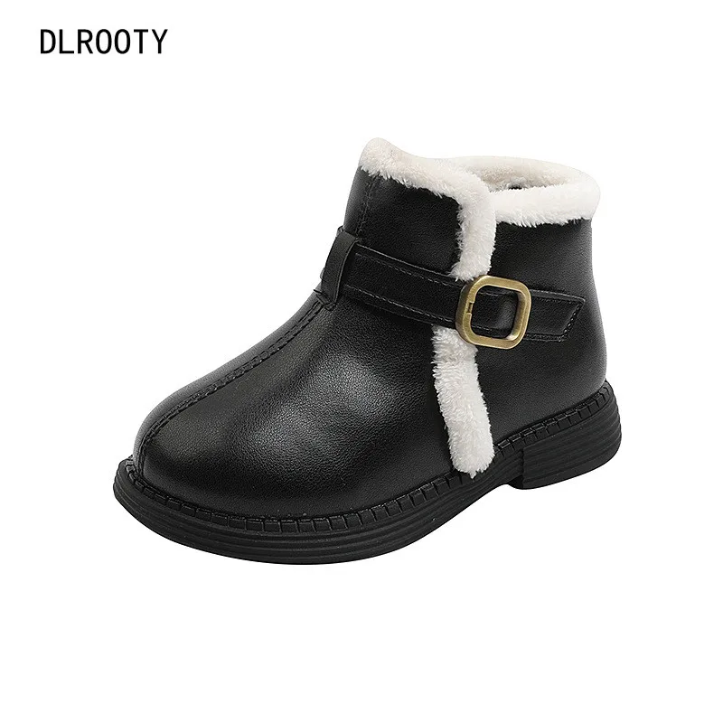 Winter Children Snow Boots Warm Shoes For Boy Girl Short Plush Flat Baby Kid Outdoor Fashion Ankle Non-Slip Sneakers
