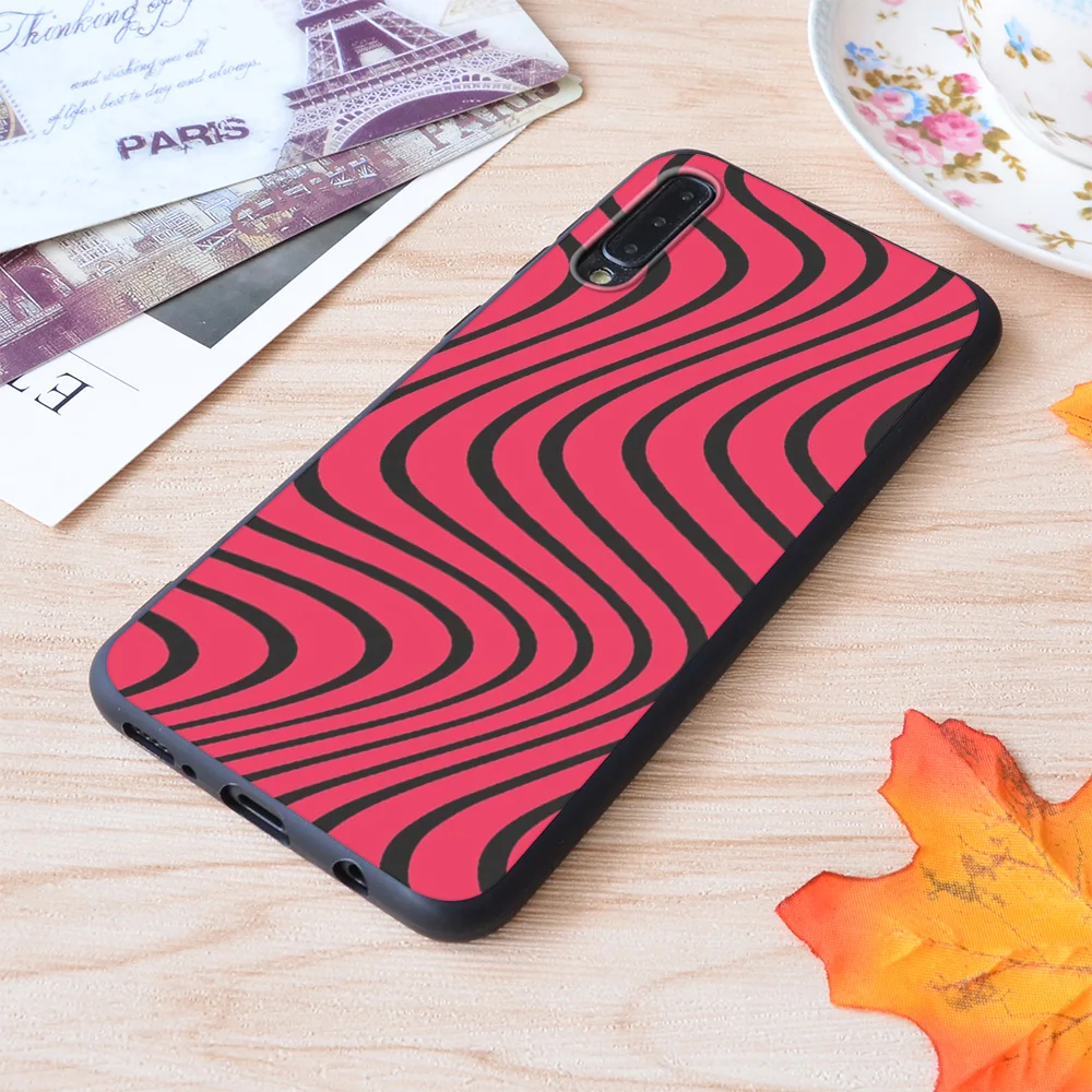 

Psychedelic Red Black Pewdiepie Wave Pattern Print Soft Silicone Matt Case For Samsung Galaxy S Note and Galaxy A
