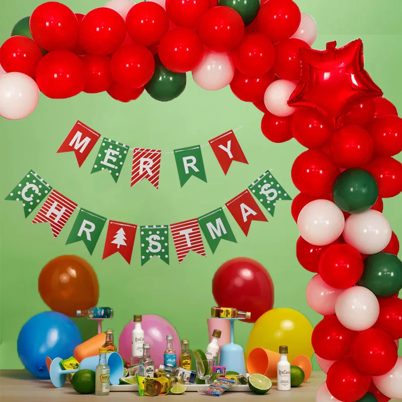 

1set Red Green Christmas Balloon Garland Arch Kit Merry Christmas Latex Balls Navidad Natal Xmas Gift For Christmas Party Decor