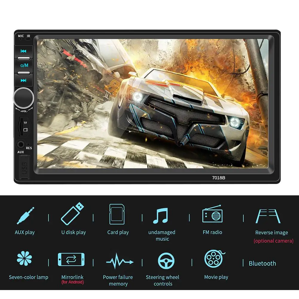 7 дюймов Bluetooth V2.0 двойной 7018B 2 DIN автомобильный FM стерео радио MP5 плеер сенсорный