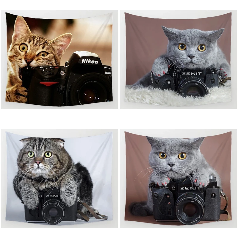 

Кошачья Гобеленовая ткань для фотосъемки, фоновая ткань, украшение для стены, настенный гобелен, украшение для дома