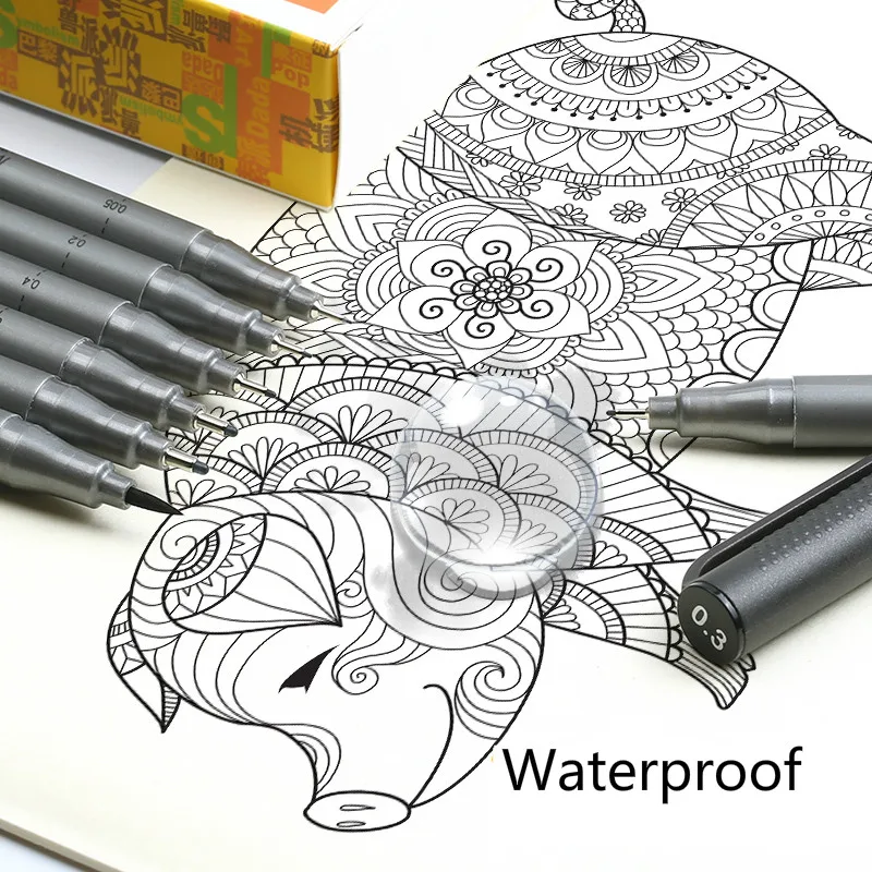 Микро игольчатая ручка тонкий лайнер ручки Ручная роспись пигментный