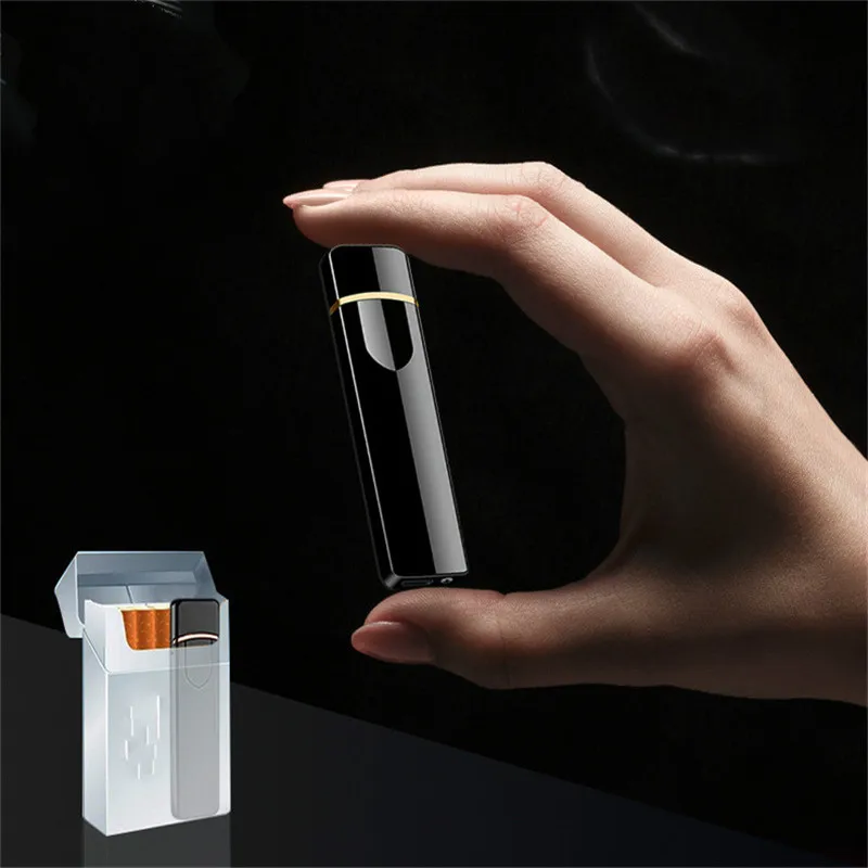 

Charging Lighter Touch Induction Windproof Electronic Ultra-thin USB Cigarette Lighter Metal Rechargeable Lighters Men