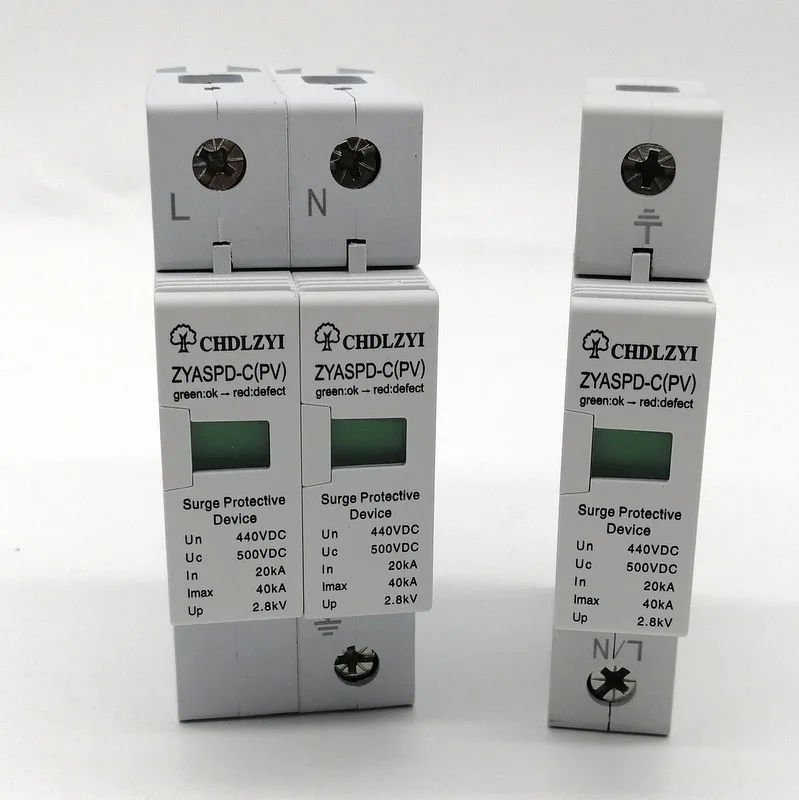 PV 1000V 800V 500V 20KA~ 40KA 3P SPD House Защита от перенапряжения защитное Низковольтное предохранительное устройство 35 мм din-рейка