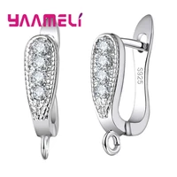 new fashion 925 sterling silver hoop earrings making components jewelry findings accessory crystal hook ear wire with jump ring