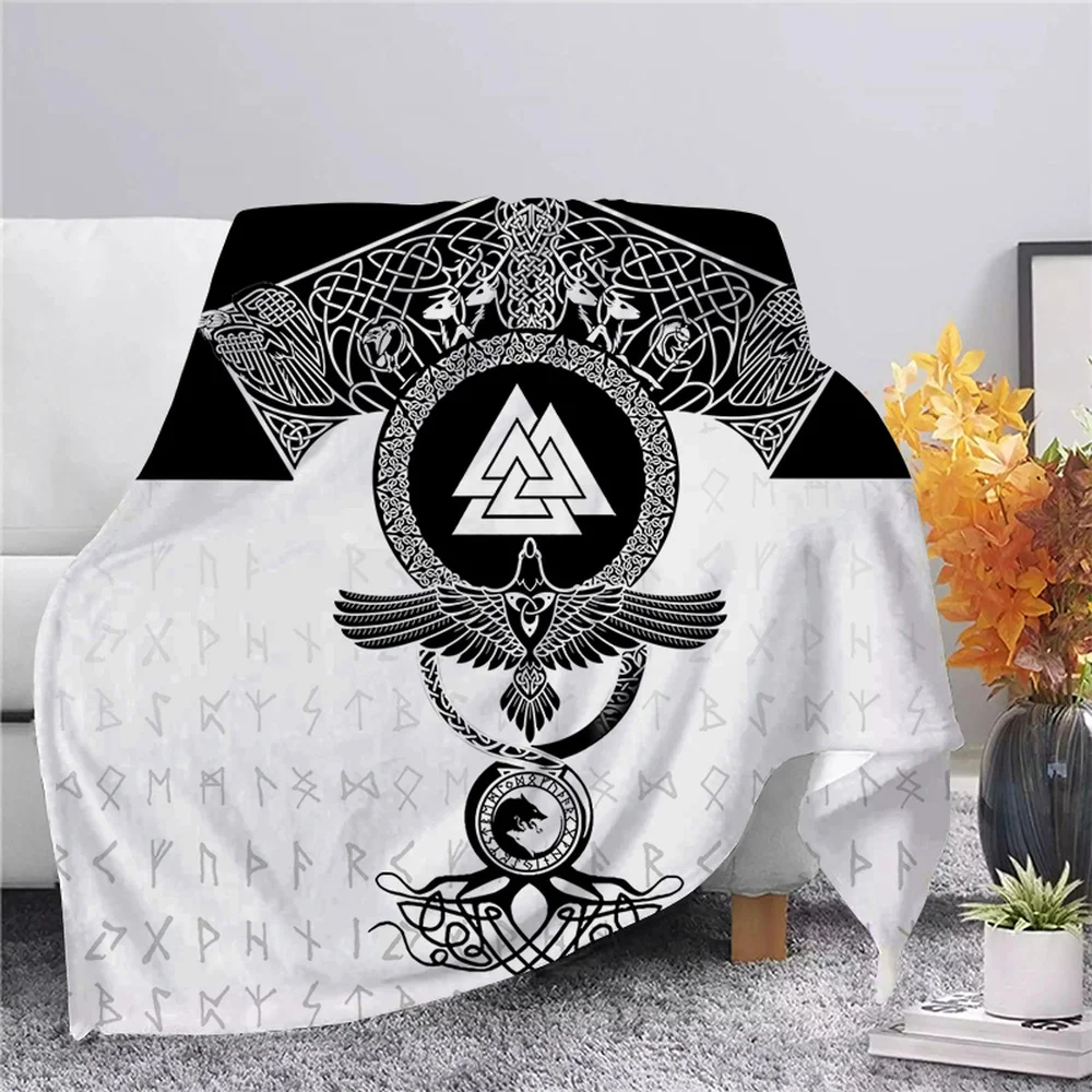 

Viking Symbol Viking Bird Flannel Blanket 3D Children Blanket Sofa Warm Bed Throw Blanket Adult Quilts Sherpa Blanket