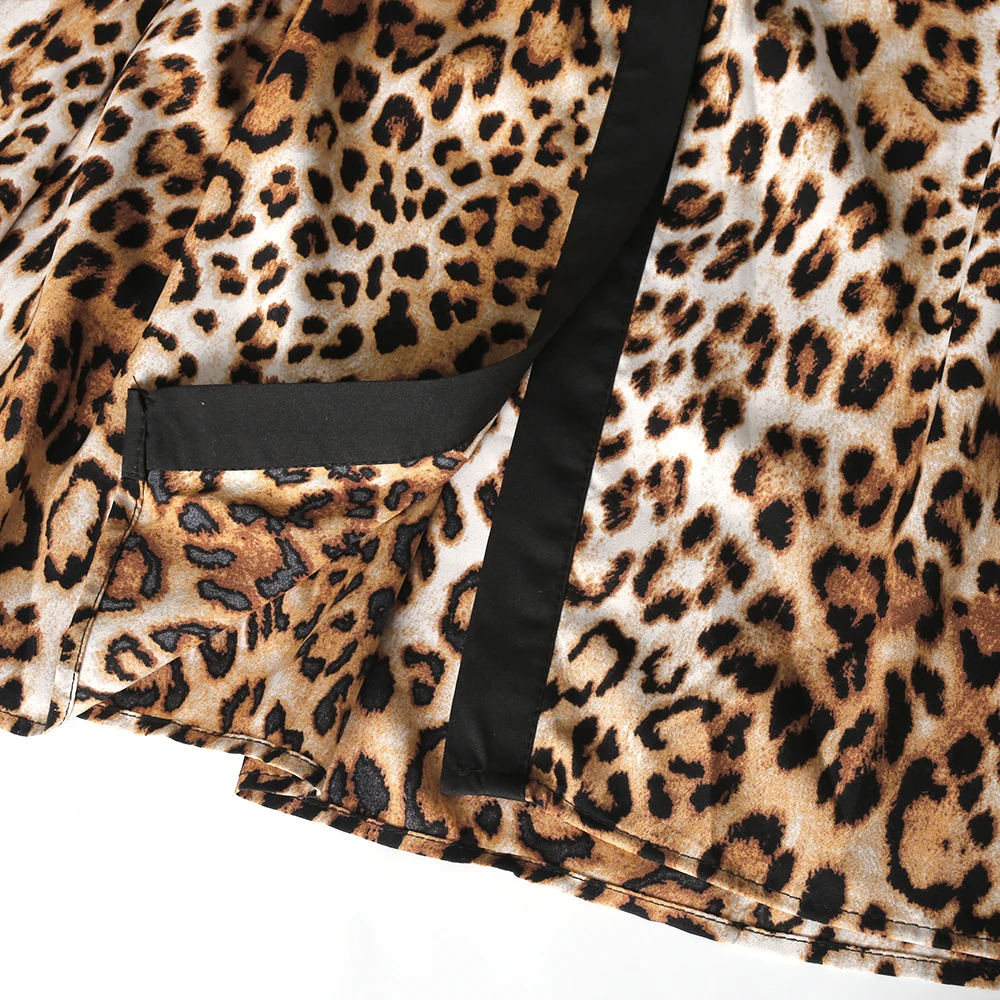 

African Dresses For women 2021 New Spring Leopard Long Sleeve Plus Size Button Casual Dress Ladies American Clothing Vestidos