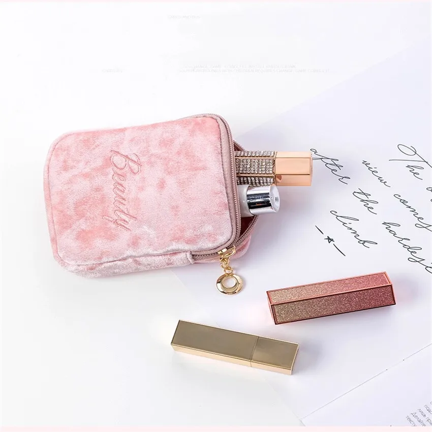 

Waterproof Simple Storage Bag Velvet Printing Portable Coin Purse Aunt Towel Lipstick Sanitary Coin Cosmetics Make-up