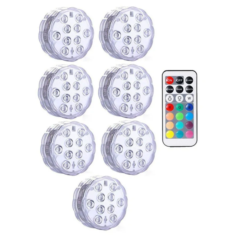 7 lamp 1 controller 10 светодиодный s RGB погружной светодиодный фонарь для использования под водой светодиодный ночник чайная ваза-лампа аквариум для бассейна свет для сада Weddin - Испускаемый цвет: 7 lamp 1 controller