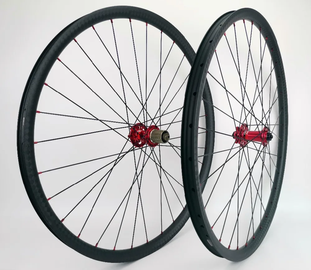 29er горные велосипеды Углеродные колеса 30 мм ширина 24 Глубина бескамерные MTB XC с 12