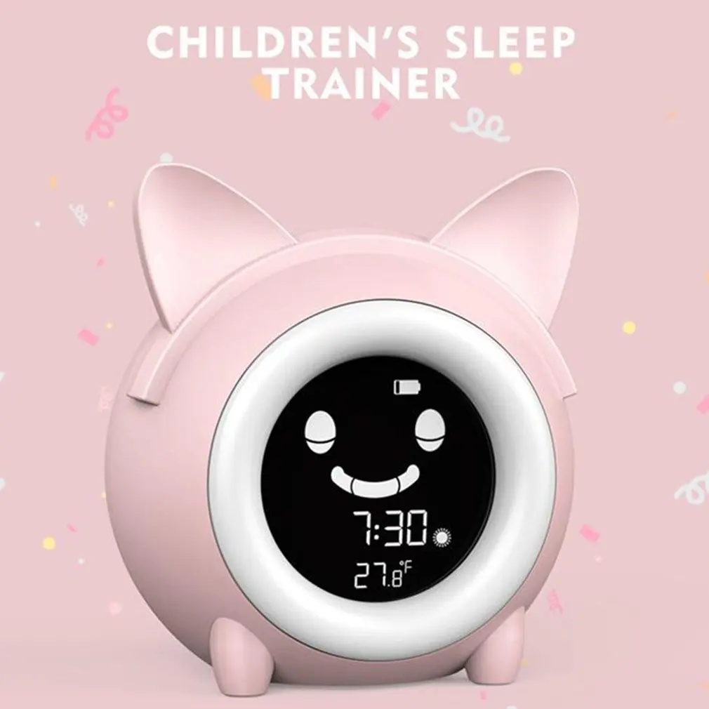 Kids Child Sleep Training Clock Colorful Night Light Digital Wake Up Clock With Temperature Timer