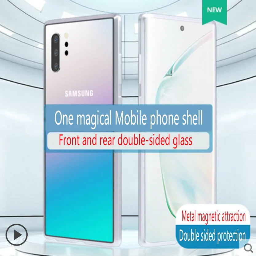 Для samsung Note 10 + plus Pro Чехол для мобильного телефона Магнето двойное стекло в рамке
