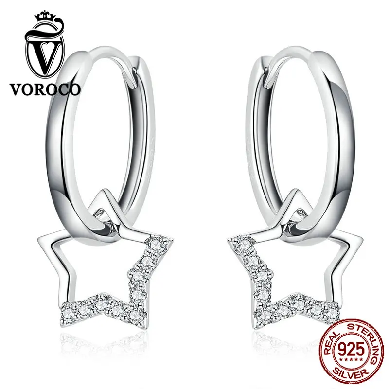 Серьги подвески VOROCO BNE276 из 100% серебра 925 пробы женские Изящные Ювелирные