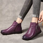 Женские ботильоны из натуральной кожи, с плюшевой подкладкой, Размеры 35-41