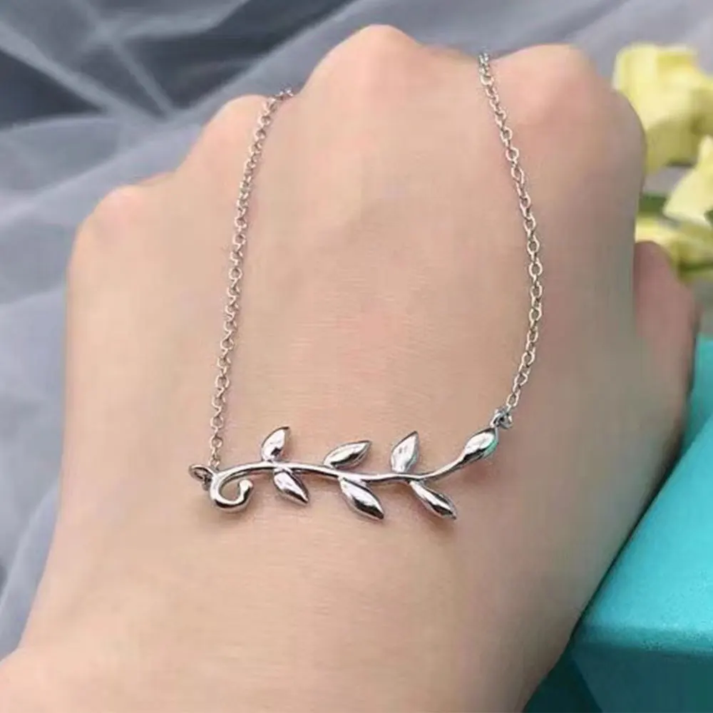 

AYBS Real 925 Necklaces High Quality TIF Original1:1LOGO "Branch Leaf Pendant" Necklaces Woman