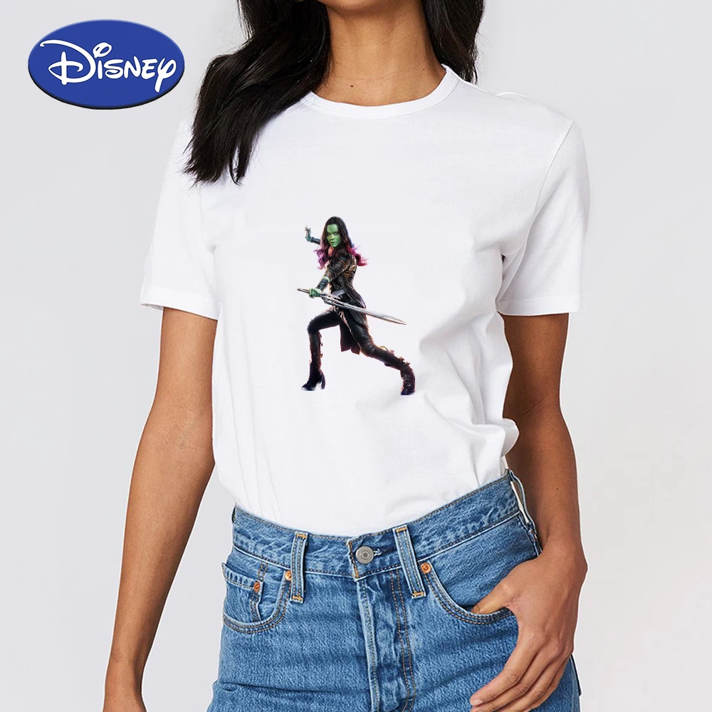 

Disney Guardians of the Galaxy T Shirts Women Fashion White Tops Hipster Streetwear Soft T-shirt 2021 Ropa Tumblr Mujer Marvel