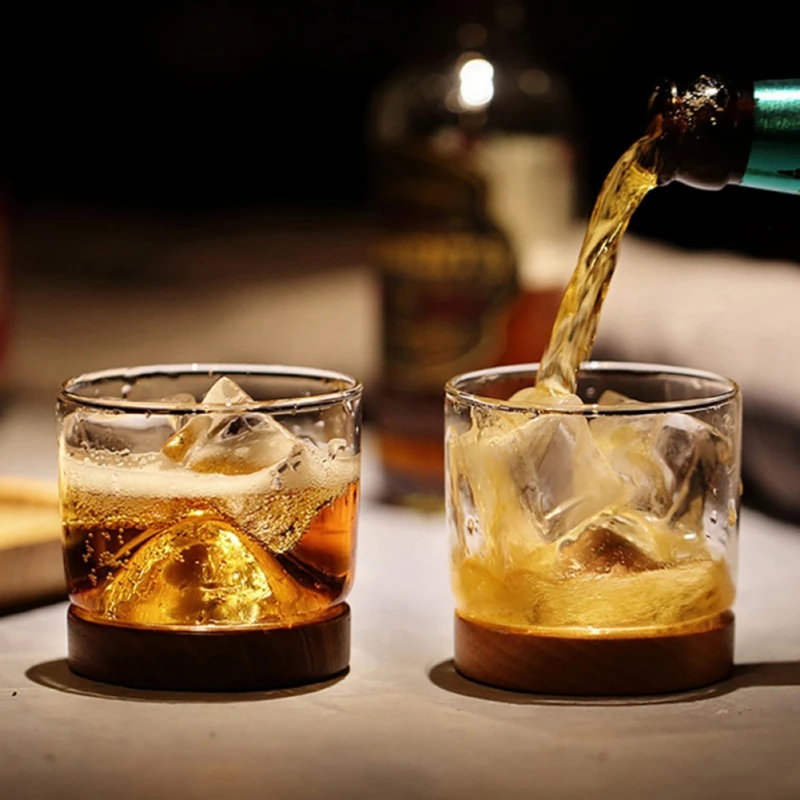 Creative Iceberg Design Whiskey Glass Bottom Raised Ice Mountain Rock Base Whisky Tumbler Gift Shot Glasses Wine Cup Mug