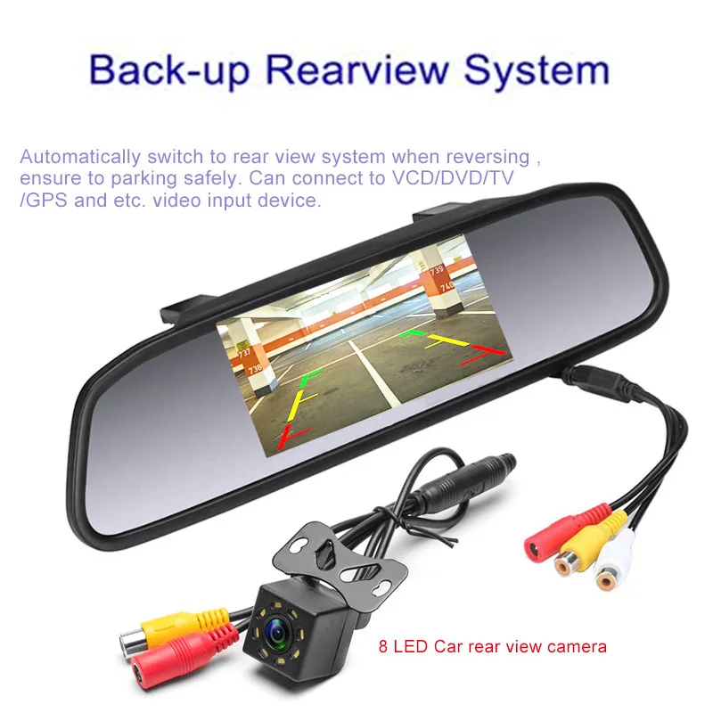 LTBFM Авто 4 3 ''HD зеркало заднего вида монитор видео авто парковочная помощь LED