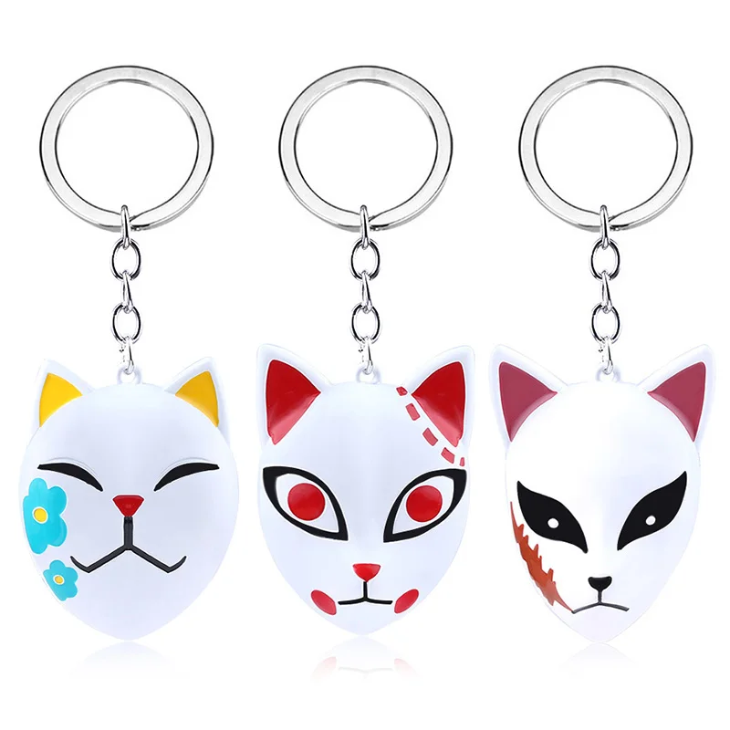 

Anime Demon Slayer Mask Fox Keychain Kimetsu No Yaiba Kamado Tanjirou Tomioka Giyuu Keyring For Women Men Car Bag Jewelry Gift