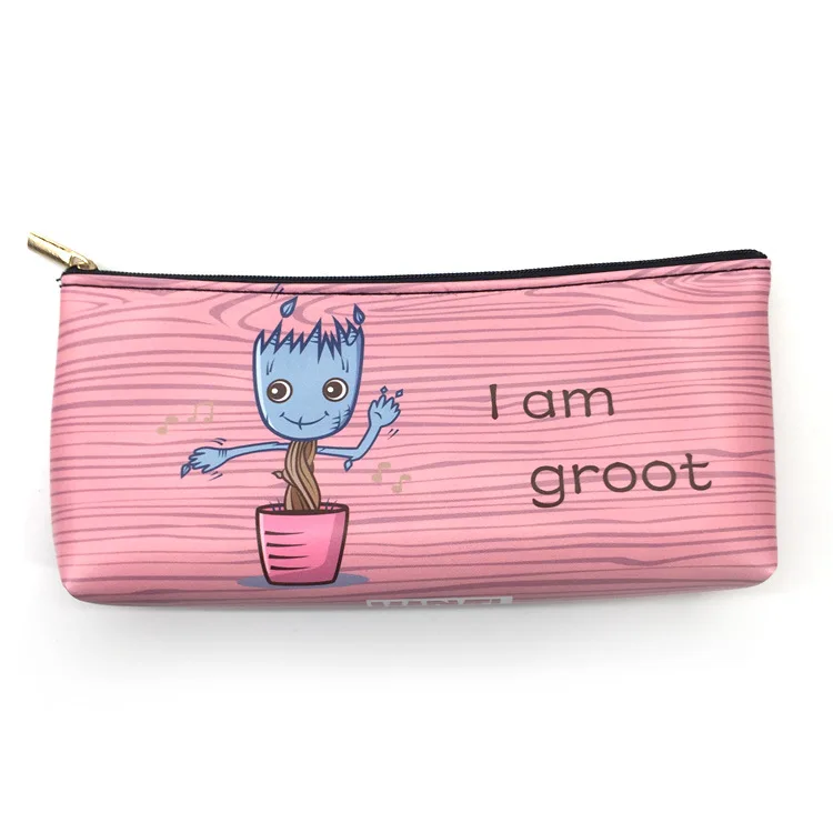 Groot Пенал Мстители Бэтмен флэш Халк Капитан Америка ручка сумка для канцелярских принадлежностей мультфильм человек паук Супермен косметички - Цвет: Groot