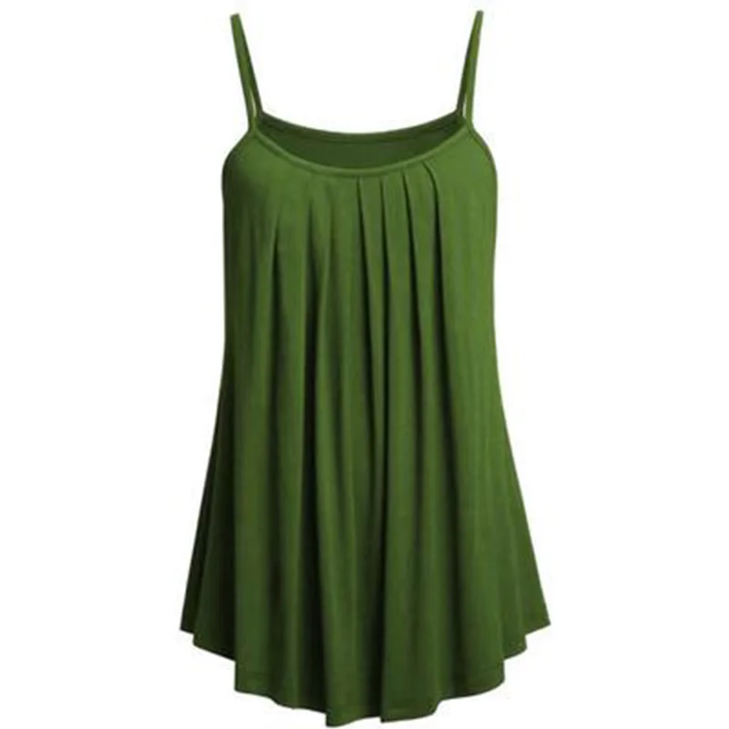 

2021 summer hot-selling solid color folds big loose skirt type women's vest suspenders